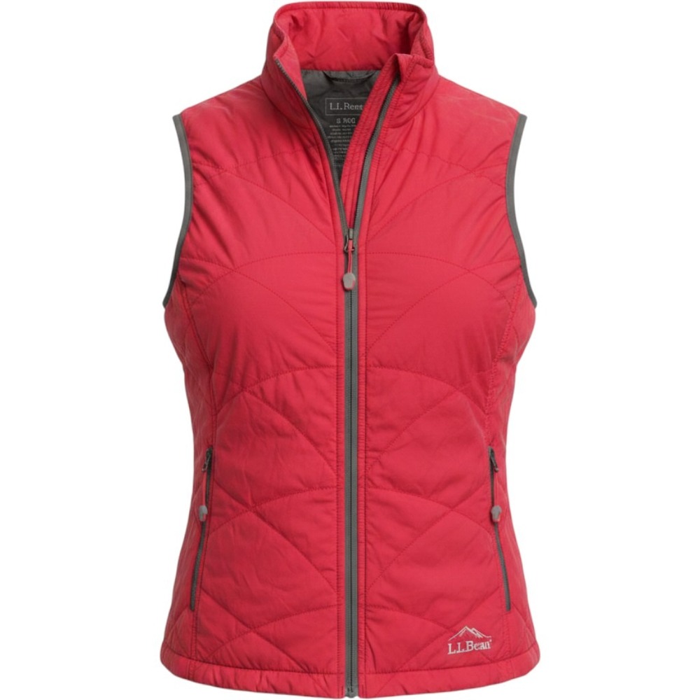 LL Bean Womens Primaloft Packaway Vest Red Quilted Puffer Small 288310